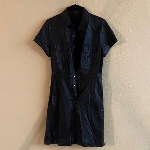 BCBG Black leather Short Sleeve Women's Dress
